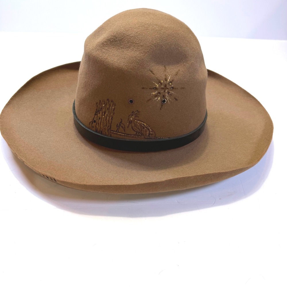 Akubra Superfine Quality Pure Fur Tan Brown Felt Hat Australian Outback Plaid